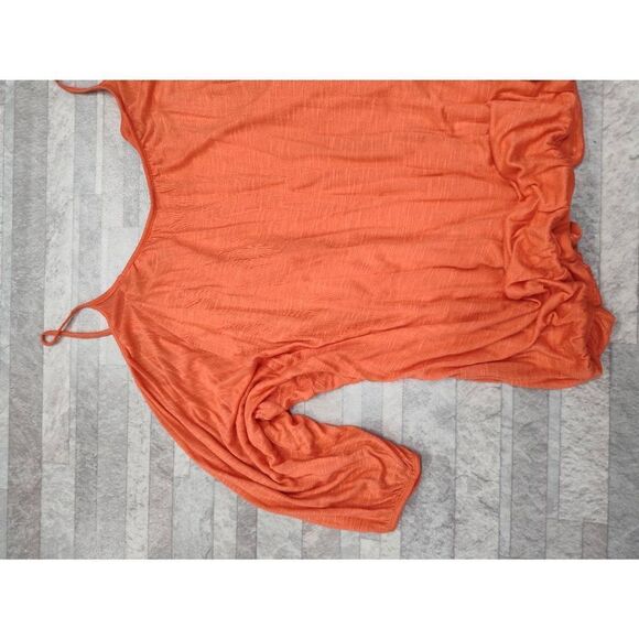 FREE PEOPLE ORANGE EMBROIDERED 2 LAYER PEASANT TOP SIZE XS - Picture 10 of 14